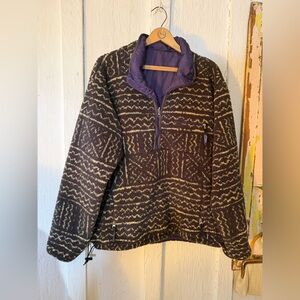 90s Rare Patagonia Glissdale Deep Pile Reversible Fleece Jacket:Size L USA Made